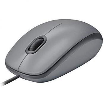 Logitech M110 Wired USB Mouse, Silent Buttons, Comfortable Full-Size Use Design, Ambidextrous PC / Mac / Laptop - Grey