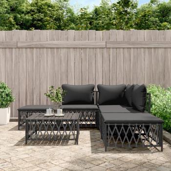 vidaXL 6-Piece Anthracite Steel Garden Lounge Set with Cushions