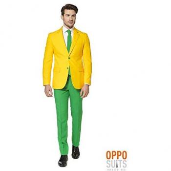 Men's OppoSuits Yellow and Gold Australian Print Slim-Fit Costume Suit Set, Size EU50