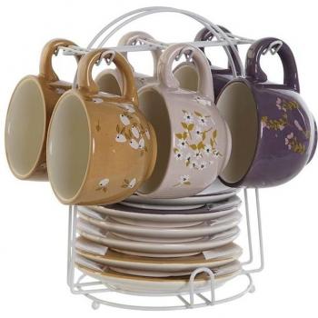 Fíjalo Café set 6 dolomite metal 20x18x20 180 ml. rosa