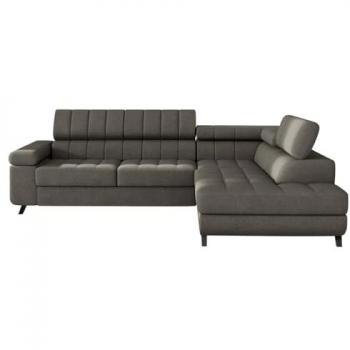 Sofá rinconero Comfivo 207, gris, con función de descanso y caja de ropa de cama, dimensiones 264x203x73cm