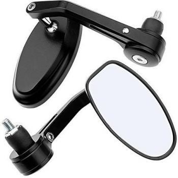 FOME Automotive Euro estilo universal 2 way Multi ángulo ajustable anodizado negro de aluminio Billet 7/8 manillar motocicleta Bar End blindsight Retrovisor Convexo Lateral Espejo para Cruiser Chopper Touring estándar Naked Street Racing Sport Bike + 