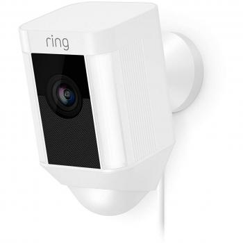 Ring Spotlight Cam Wired de Amazon | Cámara de seguridad HD con foco LED, alarma, comunicación bidireccional, enchufe UE | Prueba de 30 días gratis del plan Ring Protect