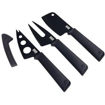 KUHN RIKON Colori+ - Juego de 2 cuchillos antiadherentes, acero inoxidable, negro, 19.5 x 3 x 1.7 cm