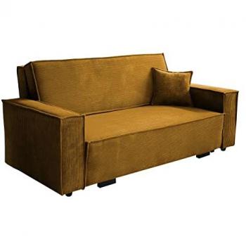 Sofá-cama Viva Star Cord IV con función de sueño y caja de ropa de cama, 4 plazas, incluye cojín, dimensiones 192 x 85 x 98 cm