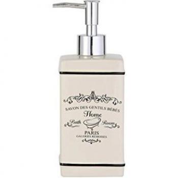 axentia París dispensador de jabón, gres, Crema, Aprox. 7,5 x 20 x 7,5 cm