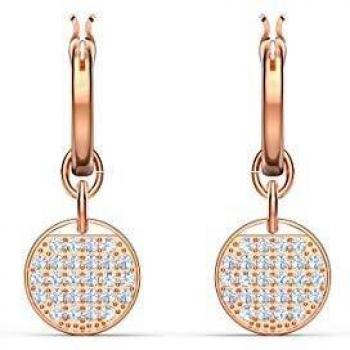 Pendientes de Aro Mini Ginger Swarovski, Blanco, Baño en Oro Rosa
