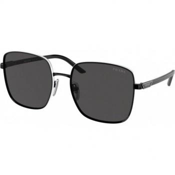Prada PR 55YS Col. 1AB5S0 Women's Square Black Sunglasses, Metal Pillow Shape with Dark Grey Lenses, Unisex, Size: 57 MM