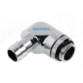 Alphacool 17135 10mm (3/8) barbed fitting 90° revolvable G1/4 with O-Ring - chrome Water cooling Fittings