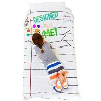 eatsleepdoodle Funda Nórdica para Colorear de Algodón Puro, Diseña, Personaliza y Colorea tu Propia Funda Nórdica, Funda para Colorear con Rotuladores para Tela Lavables (Individual)