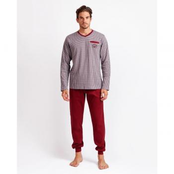 Pijama largo de hombre de punto en color granate