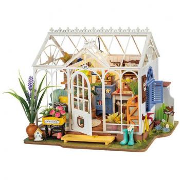 Robotime Dreamy Garden House - Maqueta de madera, diseño de casa de jardín, incluye piezas precortadas, fácil ensamblaje sin pegamento, ideal para decoración y regalo, compatible con luces LED (no incluidas), tamaño aproximado