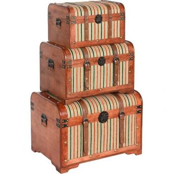 BAUL SET 3 MADERA LIENZO 60X43,5X42 MARRON