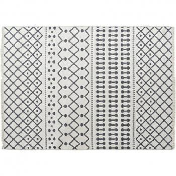 Alfombra DKD Home Decor Blanco Poliéster Algodón Gris oscuro