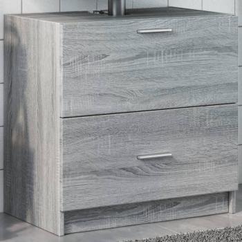 Armario de lavabo madera de ingeniería gris Sonoma 59x37x59 cm, Armario de baño, Mueble de almacenaje de baño, Mueble de Lavabo de baño