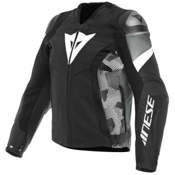 Chaqueta de moto de hombre Dainese Avro 5 Leather - Cuero, Color Negro, Gris y Blanco, Talla 58