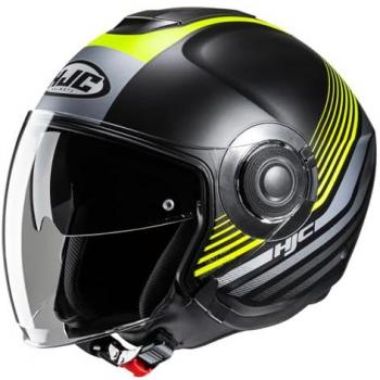 Casco HJC i40n Dova - Estilo Urbano, Casco Jet, Color Negro Amarillo, Talla M, Seguridad y Comodidad