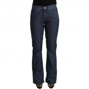 GF Ferre Blue Cotton Mid Waist Flared Denim Jeans - W31