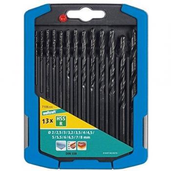 Wolfcraft 7106000 - 13 brocas espirales HSS, laminado por rodillo