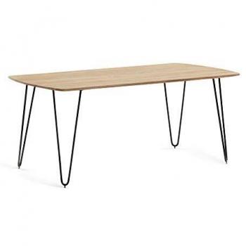 Kave Home - Mesa de Comedor Babeli Rectangular 200 x 95 cm de Madera Maciza de Acacia y Patas de Metal en Negro