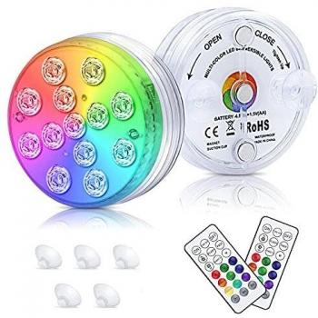 LED estanques piscinas LED Impermeables,Auting Luces Sumergibles,Control Remoto Bajo El Agua Luces Multicolores LED Luz Sumergible para Acuario,Estanque,Bodas,Fiesta Jardín- 2 pieza