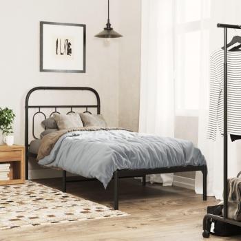 Cabecera con cabecero negro 90x190 cm, estructura de cama con cabecero de metal negro, dimensiones 90x190 cm