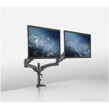 K&M 23875 Dual Monitor Desk Mount, Black (32.01)