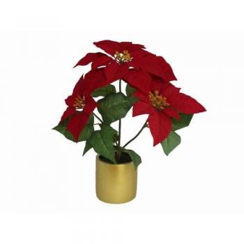 Maceta color oro poinsettia artificial 32 x 35 cm
