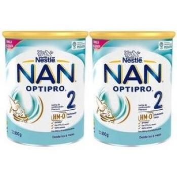 Nestlé NAN Optipro 2 Fórmula Infantil 800g - Paquete Doble (2x800g) con 50% de descuento en la segunda unidad, recomendado para bebés a partir de +6 meses