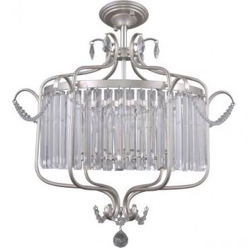 Lámpara colgante clásica Rinaldo de cristal Champagne plata, 6 luces, E14