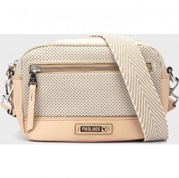 Bandolera Salinas Nectar de Pikolinos en Beige de Piel Vacuno y Nylon Reciclado