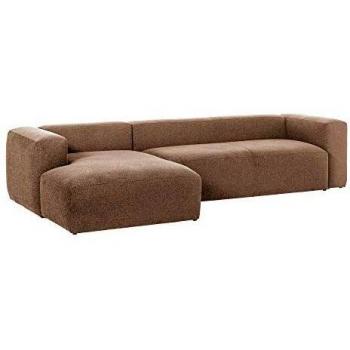 Kave Home - Sofá Blok 3 plazas chaise longue izquierda rosa 330 cm