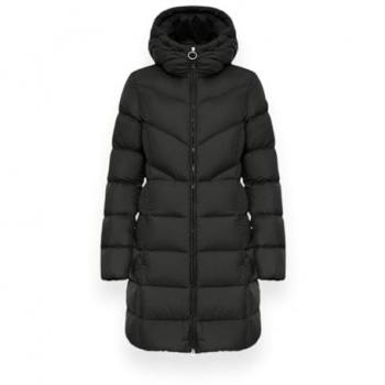 Colmar Women's Black Long Down Coat with Hood, Size XL