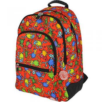 Mochila Escolar Grafoplás 37500179 con Bolsillo para Portátil, Lenguas Katuki Saguyaki, 31.5 x 43 x 21 cm, Multicolor (Rojo)