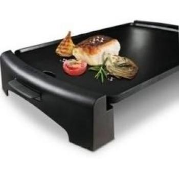 Taurus Galexia Elegance - Plancha de asar lisa, 2500 W, aluminio fundido, bandeja recoge grasas, termostato regulable