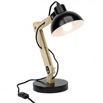 Lámpara de Mesa Moda E27 25W Negra con Interruptor de Cable