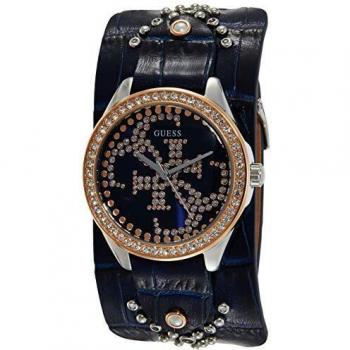Guess Ladies Heartbreaker Quartz Watch with Leather Strap, 37mm, Blue