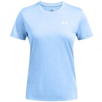 Camiseta técnica de mujer Under Armour Tech C-neck Twist azul M, deportiva, para running y multideporte, de poliéster, manga corta