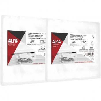Bolsas para envasar al vacío Alfa, pack de 100 unidades (2 packs de 50 bolsas), tamaño 30 x 35 cm, grosor de 90 micras, alta densidad (80,5 g/m²