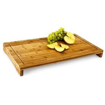 Tabla de cortar de bambú Relaxdays, 4.5 x 52 x 29 cm, con ranura para líquidos y borde antideslizante, color marrón