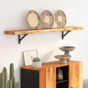 Estante de Pared Rectangular de Madera de Acacia con Borde Vivo 160x20x3,8cm
