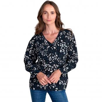 Le Temps des Cerises Briac Women's Fluid Shirt with Leopard Print, Blue, Size M