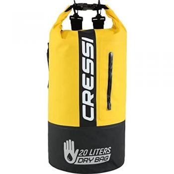 Bolsa/Mochila Impermeable Cressi Dry Bag Premium 20L, Bicolor Negro/Amarillo, PVC Estanco, Ideal para Actividades Deportivas, Unisex Adultos