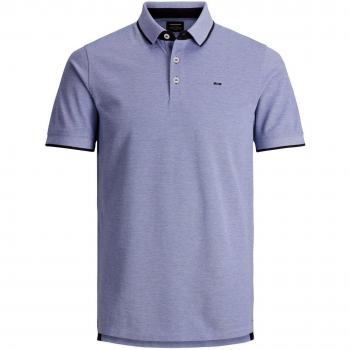 Jack & Jones Plus Size Men's Short Sleeve Polo Shirt Paulos in Bright Cobalt