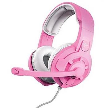 Trust Gaming GXT 411P Radius Auriculares Gaming Multiplataforma para PC, PS5, PS4, Xbox, Nintendo Switch, Mobile, Over Ear, Jack de 3.5 mm, Control de Volumen, Micrófono Ajustable - Rosado