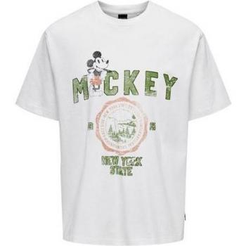 Camiseta de Manga Corta Hombre Only & Sons Mickey RLX Cloud Dancer Blanco