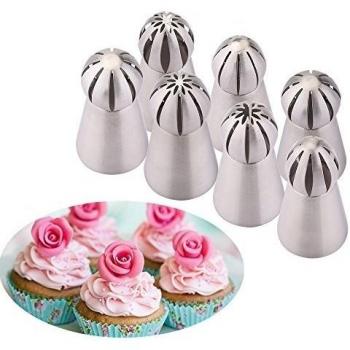 Uten Juego de 7 boquillas para manga pastelera de acero inoxidable para decoración de tortas, magdalenas, pasteles y galletas