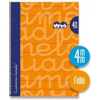Lamela Cuaderno Espiral Folio 80H Cuadro 4 mm. Tapa Extradura Naranja - Paquete de 5 unidades