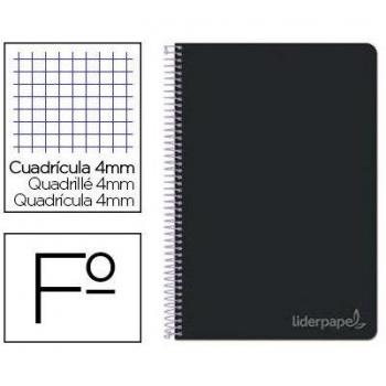 Cuaderno espiral Liderpapel Folio Witty tapa dura 80h 75gr cuadro 4mm con margen color negro