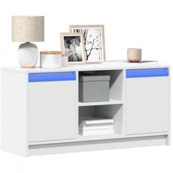 Mueble de TV con LED madera de ingeniería blanco 100x34x50 cm